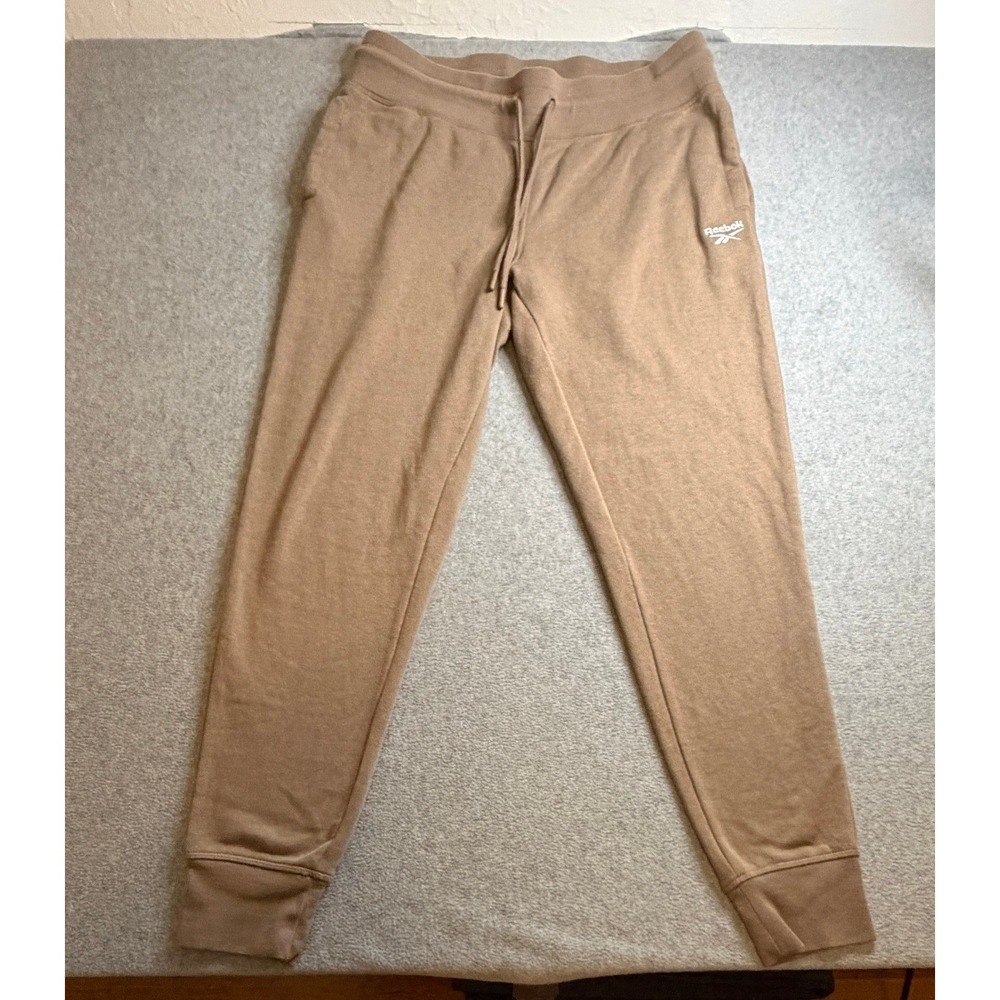 Reebok Mens Fleece Lined Jogger Sweatpants Tan Brown Small 24 waist